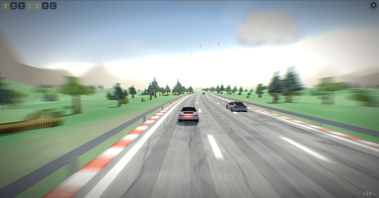 Screenshot from Roads, an endless 3D driving game with real cars and open highways.